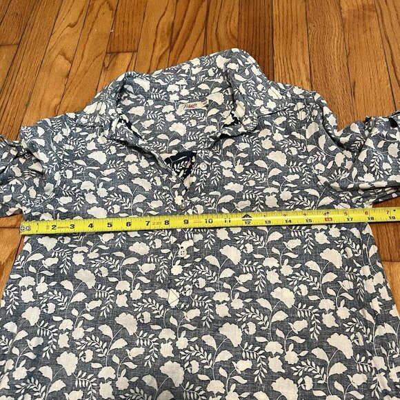 FAHERTY Penny Linen Dress In Blue Indigo Echo Floral Size XS - Picture 8 of 8